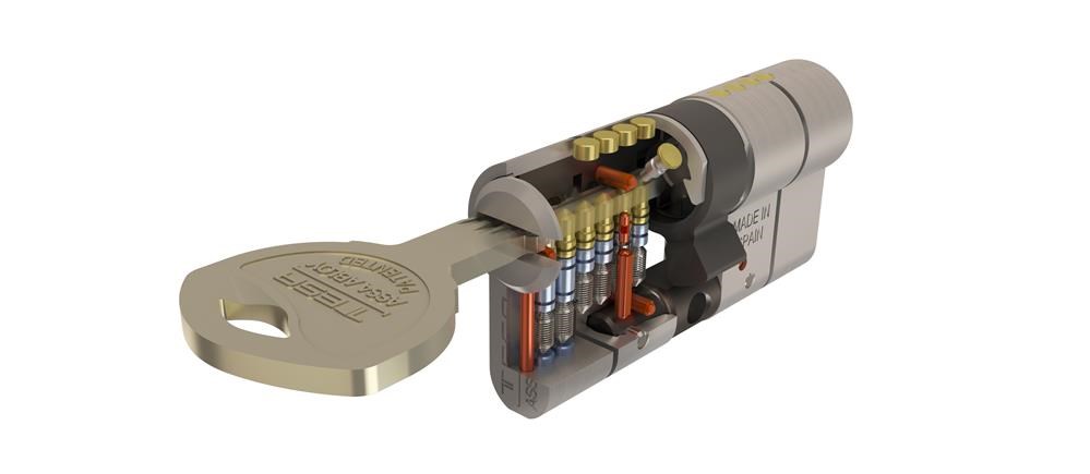 Tesa Assa Abloy, T75D3540L Cylindre De Haute Sécurité, T70 DS, Double Embrayage, Levier Large